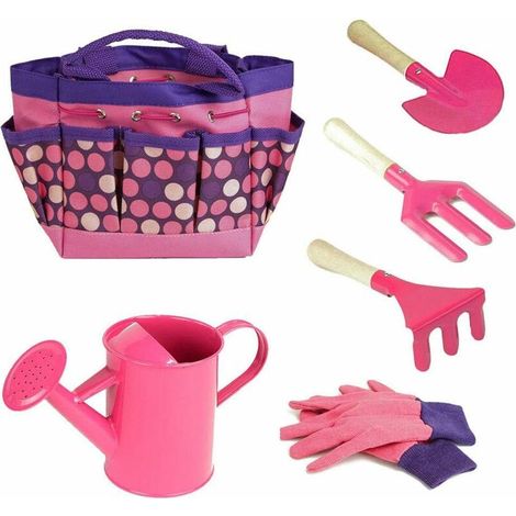 Outils de Jardin Enfants Outils de Jardinage pour Enfants Ensemble doutils avec des Gants Pelle Rake Sac fourre-Tout Accessoires de Jardin et dextérieur Jouets dapprentissage
