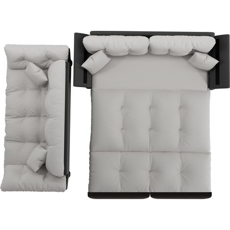 Canapé-lit convertible 3 en 1 de 190 cm, canapé-lit queen size avec capitonnage et 2 coussins moelleux, canapé-lit multifonction en velours, gris clair (1/5)