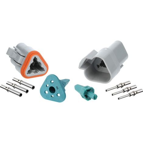 Amphenol AS-3SM/F 103 SET-Steckverbindung AT-Serie 1xStift/1xBuchse, 3-polig, Crimpanschluss Isolationsdurchmesser 2,24mm - 3,68mm, Kontaktgröße size 16 - 1 Stück (1/2)
