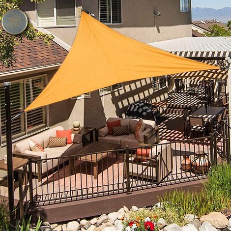 voile D'ombrage 3x3x3m, Orange Pare-soleil Triangulaire Impermable Auvent Bloquant Les Uv Auvent De Terrasse De Plage De Jardin (1/5)