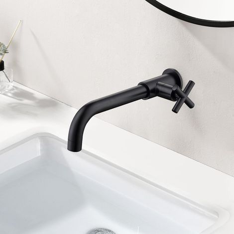 Robinet de salle de bain mural à eau froide avec poignée en croix pour extérieur (1/4)