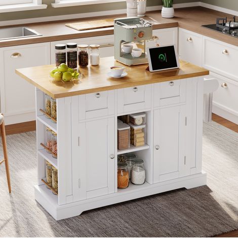 table repas mobile extensible 132 cm bois blanc OKMYHOME (1/5)