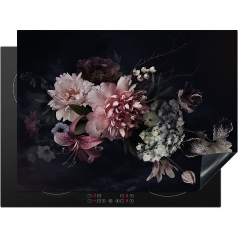 PROTECTION PLAQUE INDUCTION Fleurs - Vintage - Pastel - Rose - Blanc Couvre Plaque De Cuisson 71x52 cm (1/5)