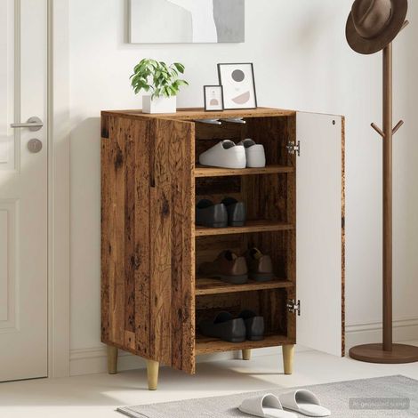 vidaXL Shoe Cabinet DELFT 59.5 x 39.5 x 90 cm Engineered Wood Old Wood (1/5)