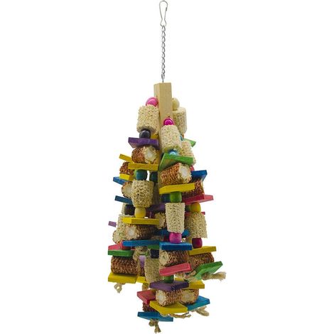 Jouet à mâcher pour perroquet de taille moyenne, en bois naturel, bloc à nœuds à déchirer, jouet à mordiller pour cage à cacatoès