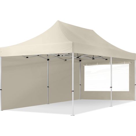 TOOLPORT 3x6 m Tente pliante - Alu, côté panoramique, crême (1/5)