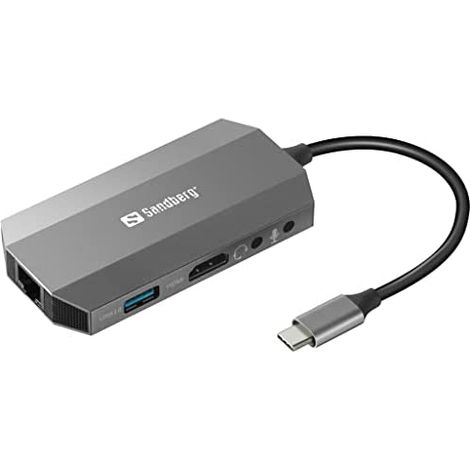 HUB 6Port Sandberg HDMI/USB2.0/USB3.0/CardReader/Ethernet passiv Grey (1/2)