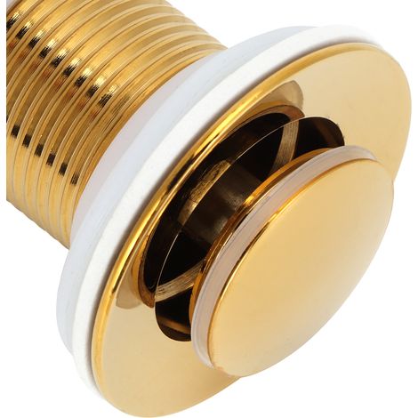 Bonde de lavabo dorée sans trop-plein, anti-obstruction, pour robinet de salle de bain ou lavabo, sans trou (1/5)