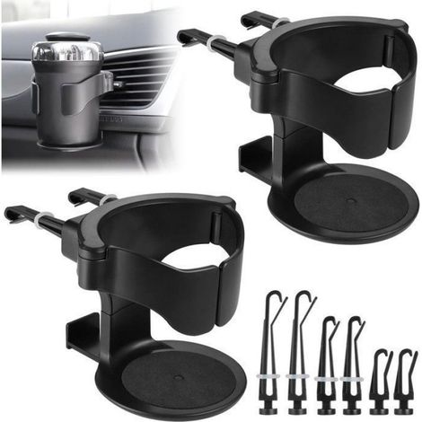 Porte-gobelets de voiture (lot de 2) - Porte-gobelets réglable pour la sortie d'air - Avec 3 paires de pinces - Base réglabl (1/5)