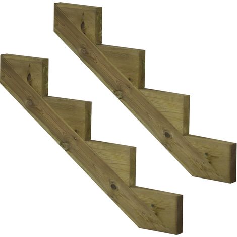 Pack 2 pièces - Limon bois autoclave - 4 marches - H 68cm (1/3)