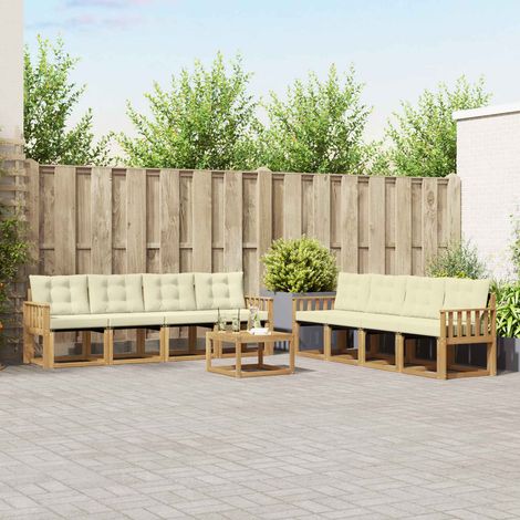 vidaXL Outdoor-Sofagarnitur mit Kissen 9 pcs Weiß und Creme (1/5)