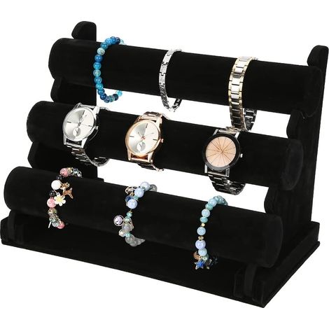 Support de Rangement de Bijoux, Support de Rangement d'affichage de Montre à Trois Couches Organisateur Support de Support de Bijoux de Bracelet (1/5)