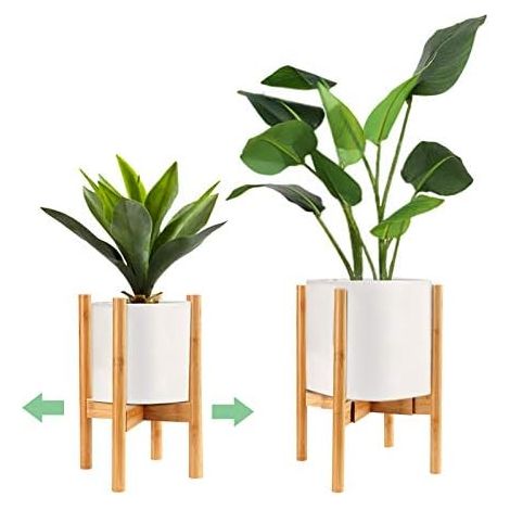 Support de Pot de Fleur, Milieu du Siècle en Bois Support pour Plantes réglable Moderne pour Salon Jardin Balcon Coin Porte Pot Plante intérieur et extérieur (Planteur Non Inclus) (1/5)