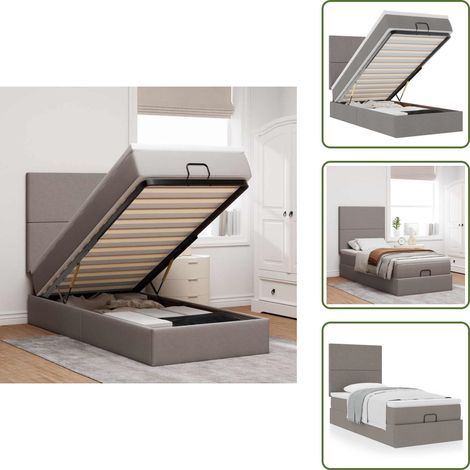 Almacenamiento debajo de la cama - vidaXL Estructura de cama otomana colchón tela gris pardo 80x200cm - Colchón ensacado
