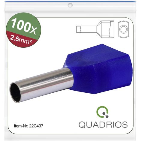 Quadrios 22C437 Zwillings-Aderendhülse 2.5 mm² Teilisoliert Blau 1 Set (1/5)