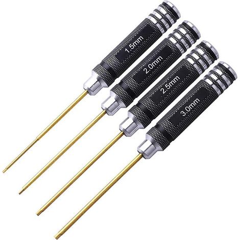 Set di 4 cacciaviti esagonali in lega di titanio adatti per droni da corsa FPV multi-asse/quadricotteri/elicotteri/modellini auto - 1,5/2,0/2,5/3,0 mm. (1/4)