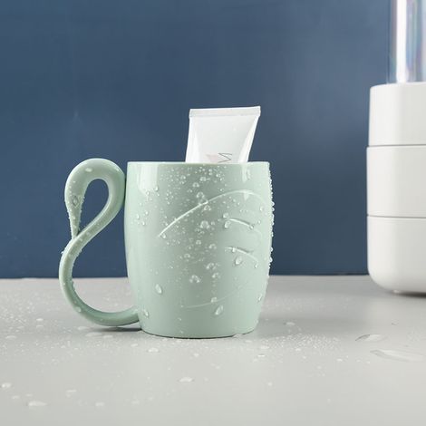 Einfacher Zahnputzbecher für zu Hause, Mundwasserbecher, niedlich, dickwandig, tropffrei, Zahnzylinder aus Kunststoff, Becher für Paare (blau) (1/5)