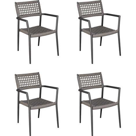 Set 4 Sedie da Esterno per Tavolo da Pranzo per Giardini, Ristoranti, Bar, Bianche (1/5)