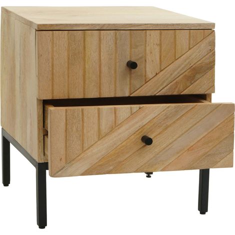Nachttisch HHG-181, Kommode Beistelltisch Nachtschrank Schrank, Schublade Mango-Holz 51x45x40cm MVG-zertifiziert, natur