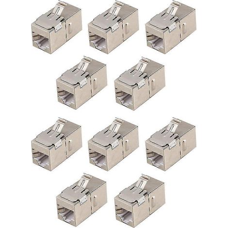 Lot de 10 connecteurs Ethernet Gigabit Cat6a RJ45 T568B sans outil, avec prise de connexion blindée. (1/5)