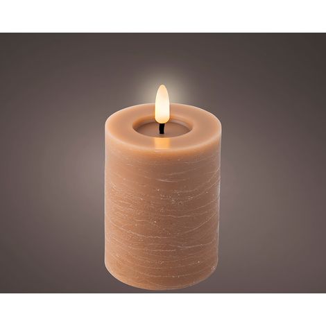 Bougie En Cire Led Marron Avec Lignes De Marbre, ø7x11,2cm. Lumineo (1/2)