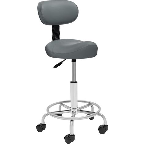Tabouret de travail, en selle de levage, à roulettes, réglable en hauteur, avec roulettes et dossier, rotation à 360 °, siège de selle, chaise de bureau, ergonomique, capacité de charge maximale : 150 (1/5)