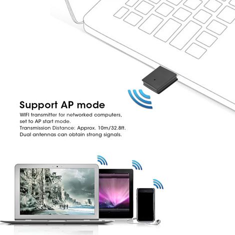 Adaptateur WiFi Bluetooth 4.2 USB 600MB/s Double Antenne RTL8821CU - Récepteur Sans Fil Plug and Play (1/5)