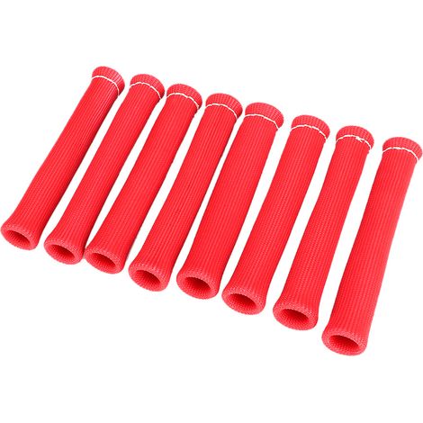 Protection de bougies d'allumage 8 pièces 1600°C avec écran thermique et isolateur pour faisceau de câbles rouge, adaptée aux voitures et camions. (1/5)