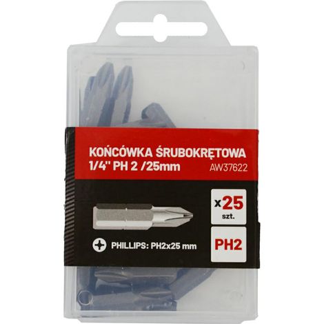 Punte per cacciavite Awtools 1/4" PH 2 / 25 mm / 25 pezzi.