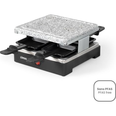 Appareil à raclette 4 personnes DOC242 – Puissance 600 W – Plaque en granite amovible – Pieds antidérapants pour stabilité – Livoo (1/5)
