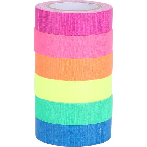 6 pièces / ensemble ruban fluore ent UV 5 m autocollant lumineux auto-adhésif décoration domestique