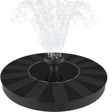 Fontaine solaire - Fontaine d'extérieur - Fontaine à eau - Décorations aquatiques d'extérieur - Pompe à eau avec panneau solaire - Fontaine de jardin - Pompe pour bassins de jardin - 16 x 16 cm - Noir (1/5)