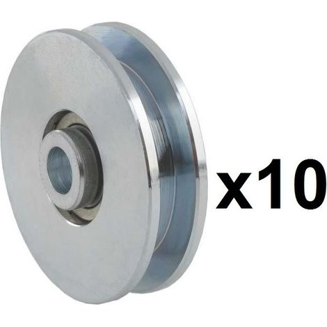 Estebro – Lot de 10 roues canal carrée 10mm – Ø80mm – Charge maximale 375 kg – Ferrure pour portes de garage