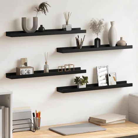 326668 vidaXL Wall Shelves 4 pcs Black 60x9x3 cm (1/5)
