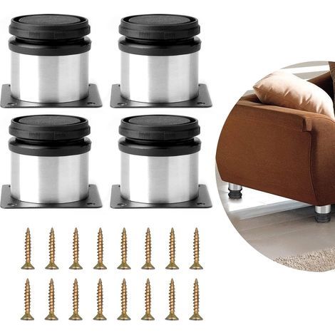 Piedini regolabili per mobili, 4 set di piedini in acciaio inox da 5 x 5 cm con viti per mobili da ufficio (1/5)