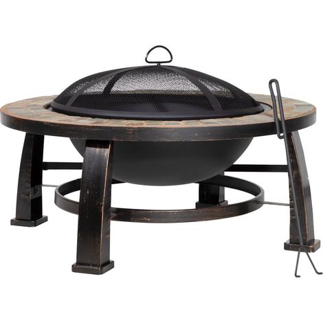 Dellonda DG111 76cm Deluxe Traditional Style Fire Pit/Fireplace/Outdoor Heater - Slate (1/5)