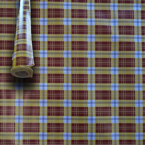 MEGA STOCK Rotolo da 20 metri (H140cm) di Tovaglia PVC telata cerata Per Casa, Sagre, Pizzerie QUADRI GIALLI