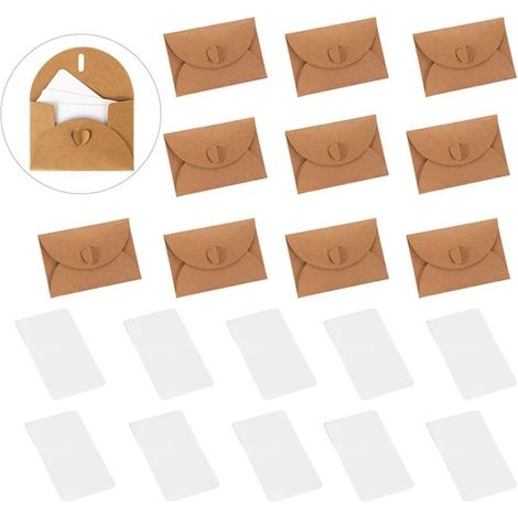 Confezione da 10 mini buste, buste per biglietti vuote, custodie per carte regalo in carta kraft con chiusura a forma di cuore, 10 (1/5)