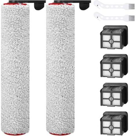 Kit de Filtre d'aspirateur, Accessoires pour Dreame H12 Pro aspirateur sec et humide sans fil, 2 pièces Brosse à rouleau + 4 filtres + 2 brosse de nettoyage pour aspirateur Dreame H12 Pro