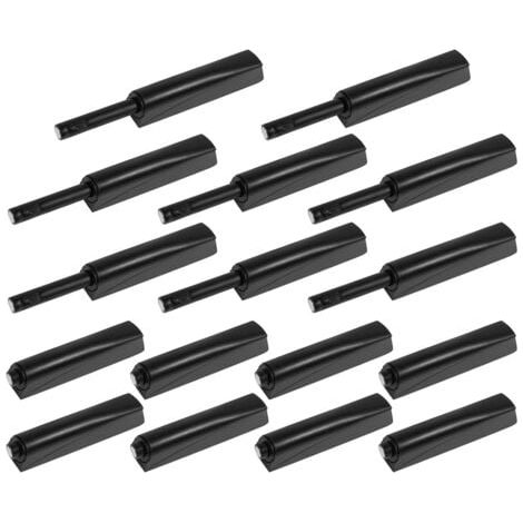 Lot de 16 amortisseurs de porte, Ouverture et fermeture faciles ,Utilisation polyvalente ,Push to Open,Pour armoires de cuisine, tiroirs, commodes,Noir (1/5)