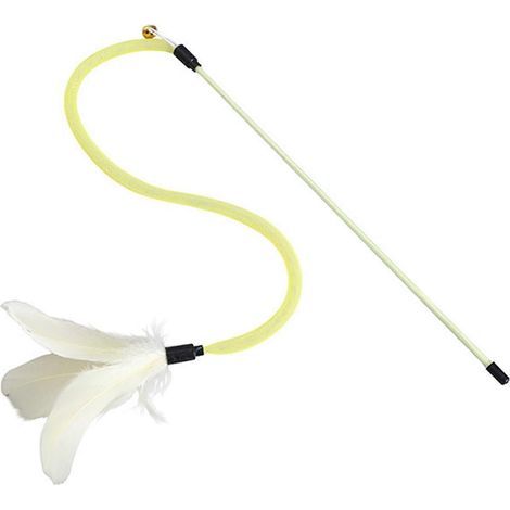 Jouet pour chat avec plume et clochette - Canne à pêche en mesh élastique pour intérieur (1/5)