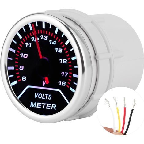Universelles 52-mm-Zeigervoltmeter, Kfz-Spannungsanzeige, 12V/24V-Voltmeter, präzises Armaturenbrettinstrument, Kfz-Spannungsmesser, hintergrundbeleuchtetes Zifferblatt. (1/5)