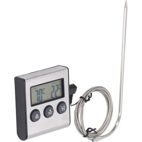 Elektronisches Fleischthermometer mit Sonde, digital, für Backofen, Küche und Grill, mit voreingestellter Temperatur und Timer (1/5)