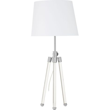 Premier Housewares Nickel Finish Table Lamp Three-Legged With Ball Feet And White Shade Adjustable Height Chic and Contemporary w33 x d33 x h72cm (1/4)