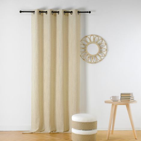 Voilage tamisant en voile de laine chinée Ecru 145x280 cm (1/3)