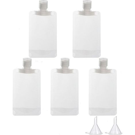 5 Pièces Bouteilles Compressibles, Fons de Voyage, pour Gel Douche, Shampoing, Lotion et Cosmétiques - Kit avec Entonnoir (100ml) (1/5)