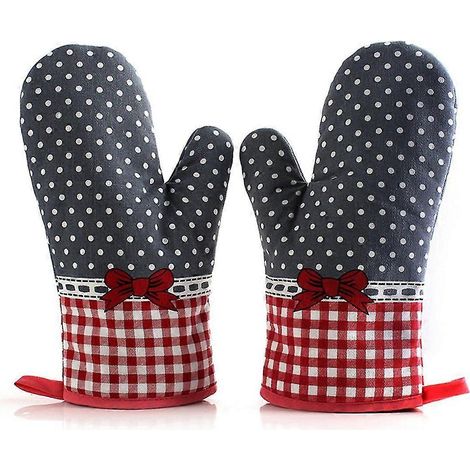 Gants de barbecue, maniques et gants de cuisine ignifugés en coton pour protéger les mains (taille unique). (1/5)