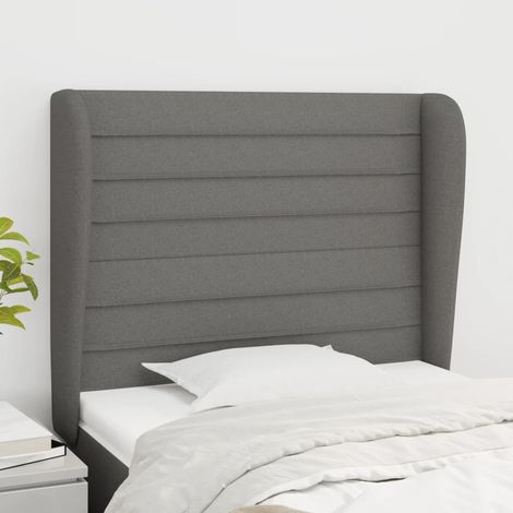 Testiera complemento d'arredo per camera da letto mobile con sponda laterale 83 x 23 x 118/128 cm tessuto grigio scuro TDL0204892 (1/5)
