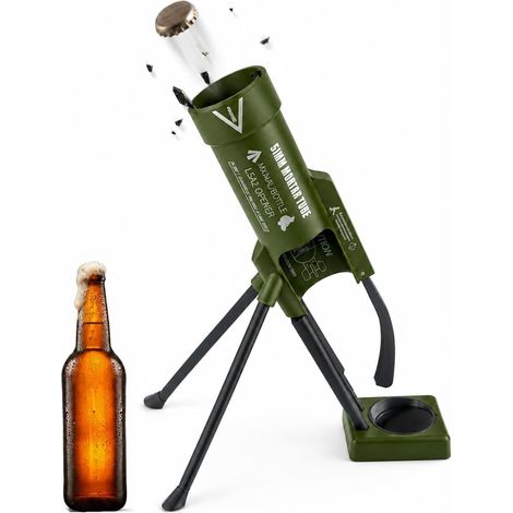 Décapsuleur bière Mortier 51 mm, Beer Bottle Opener, Mortier Biere, Décapsuleur Lanceur de Capsule – Ouvre-bouteille Tactique Automatique pour Bar, Maison, Fête