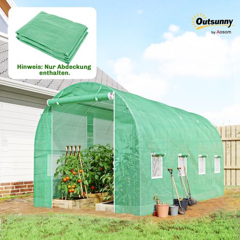 Film serre Film jardin imperméable porte 8 fenêtres Protection UV Polyéthylène résistant aux déchirures - Dimensions: 4x2 m - Couleur: Vert